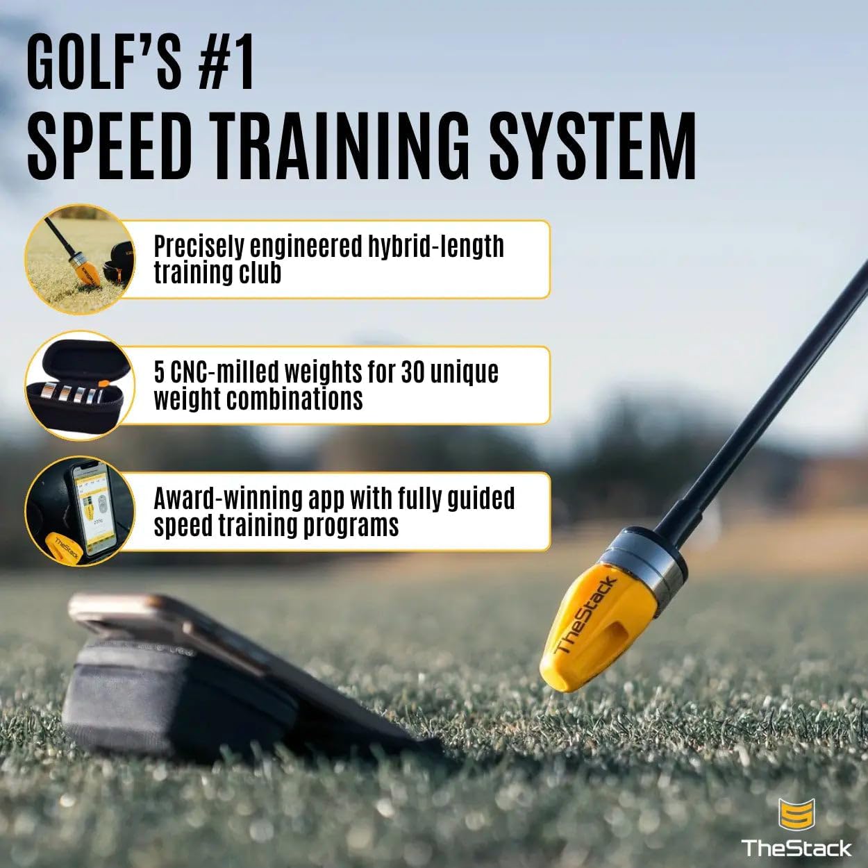 TheStack™ | Golf Swing Speed Trainer | Weighted Golf Training Aid | Golf Swing Trainer Golf Swing Training Aid | Golf Trainer Practice for Men and Women