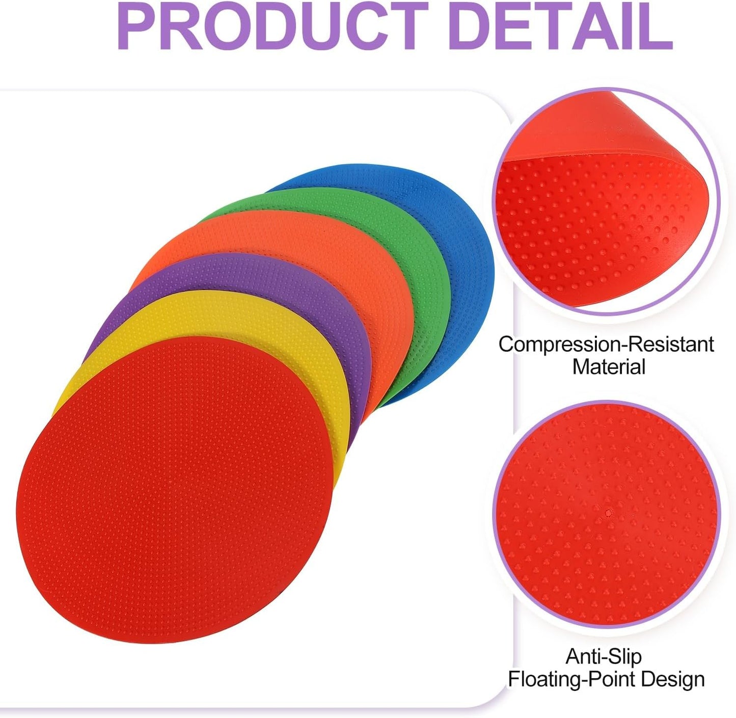PATIKIL Spot Markers, Non-Slip Floor Dots Agility Markers Flat Field Cone Poly Dot