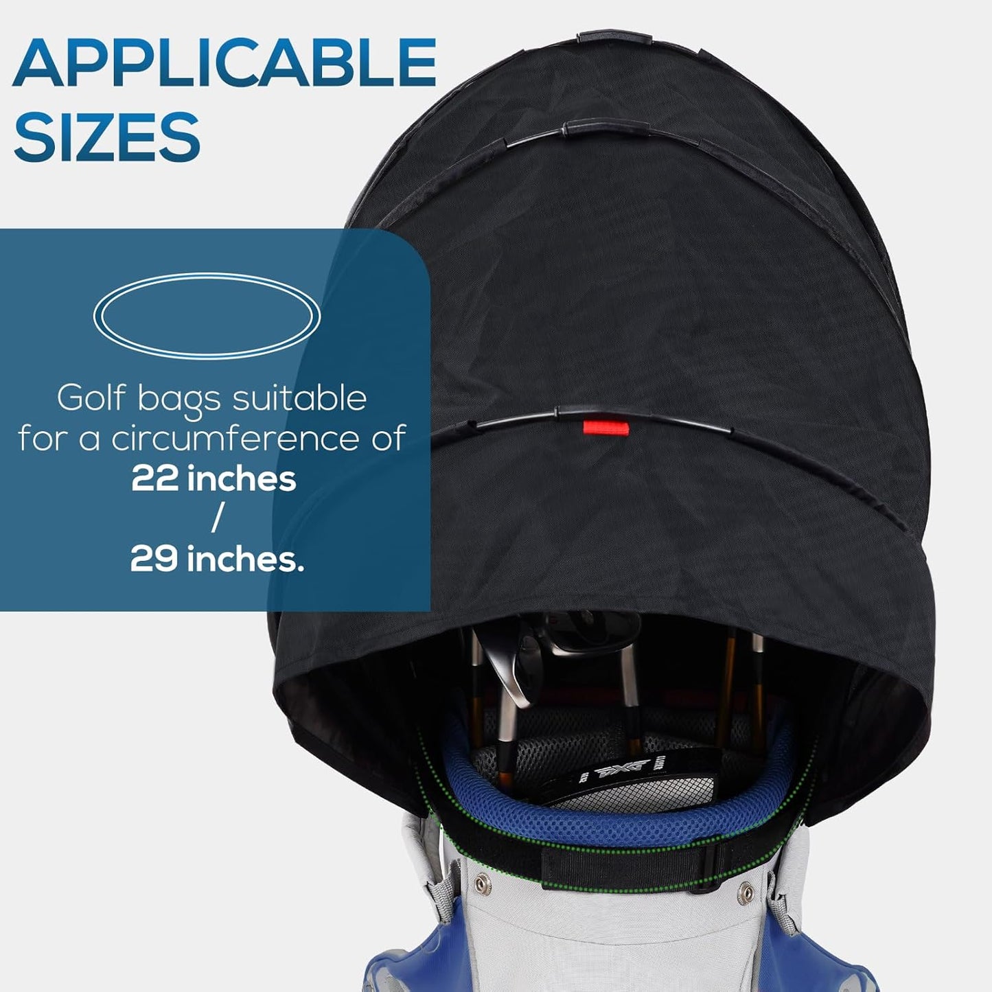 Golf Bag Rain Cover, Golf Club Protector, Waterproof Rain and Dust Covers, Easy Access Golf Bag Rain Hood/Cover, Anti UV,Anti-Static,All Weather Protection, Garage Storage (Upgrade-Bracket Flip)