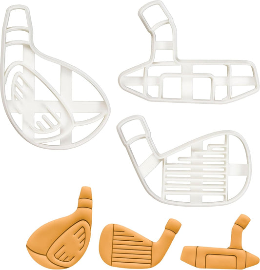 Set of 3 Golf Clubs cookie cutters (Designs: Driver, Iron, Putter), 3 pieces - Bakerlogy
