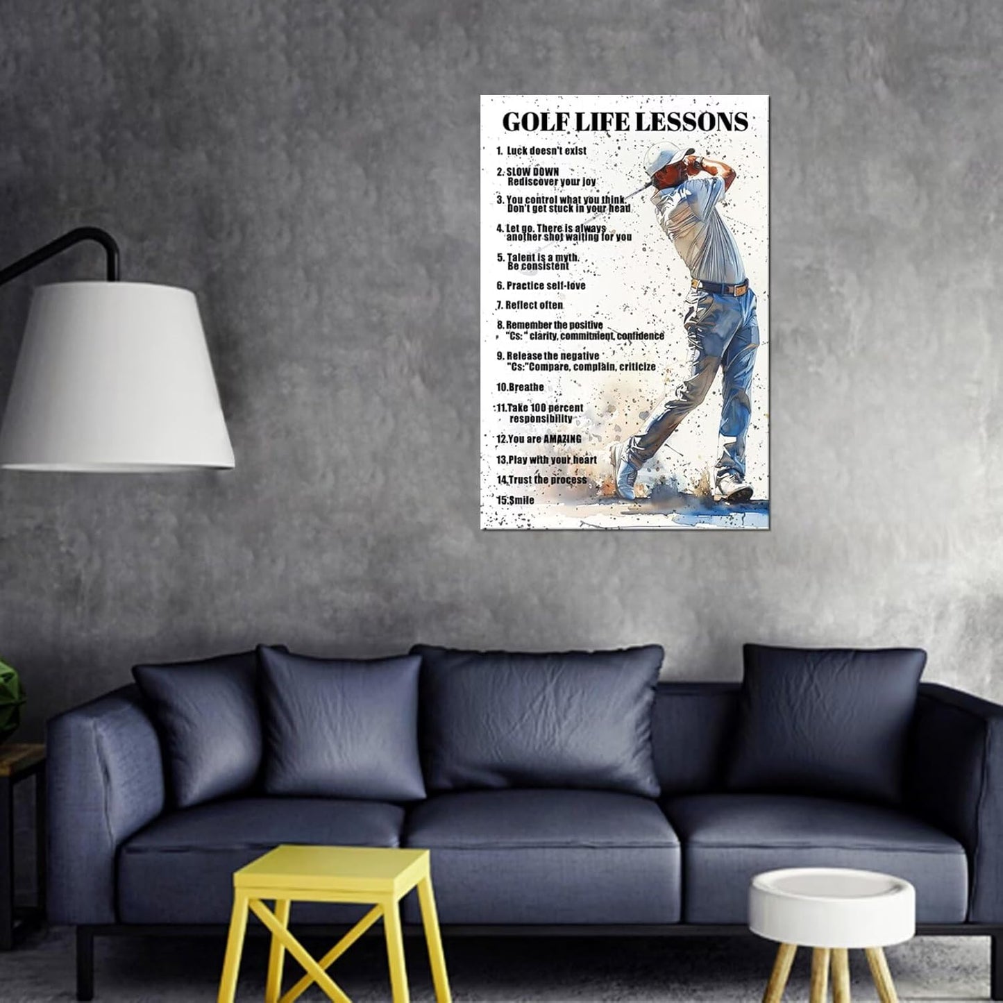 Golf Wall Art Golf Sports Poster Inspirational Quotes Picture Wall Decor Canvas Print Golf Sign Painting Artwork for Living Room Office Club Home Decorations Framed Ready to Hang (12 x 16 inch)