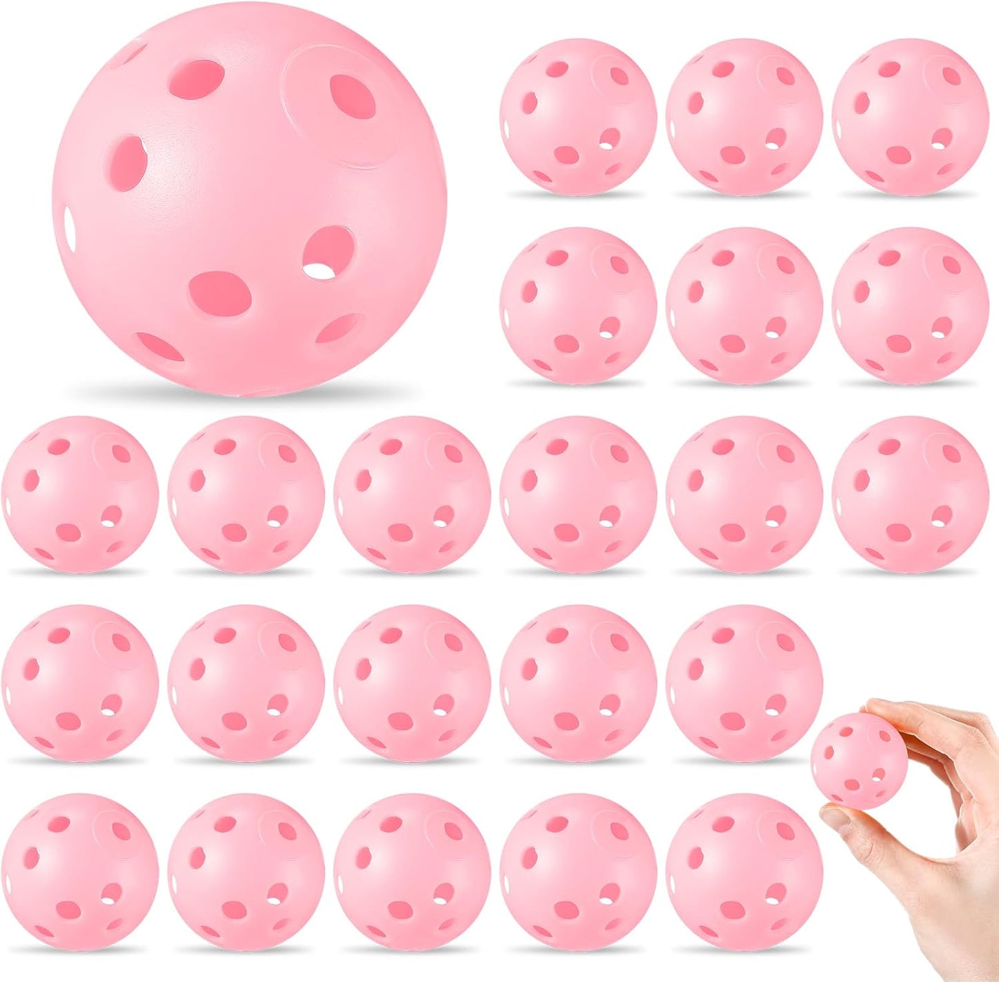 24 Pack Practice Golf Balls 42 mm Limited Flight Plastic Golf Training Airflow Hollow Ball for Driving Range Swing Practice Backyard Indoor Outdoor Home