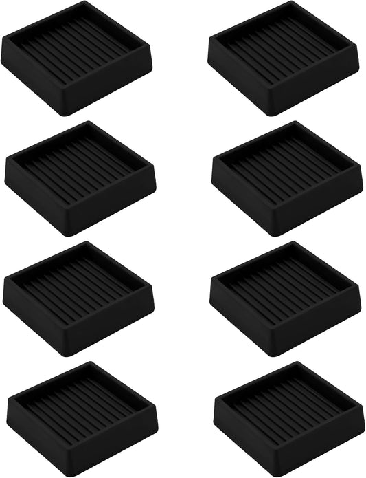 2X2 Rubber Caster Cups, Non Slip Furniture Pads, Anti-Slip Gripper, Anti Skid Furniture Feet, Anti Slide Floor Protector for Bed Couch Table Chair Stoppers - 8 Pack, Black