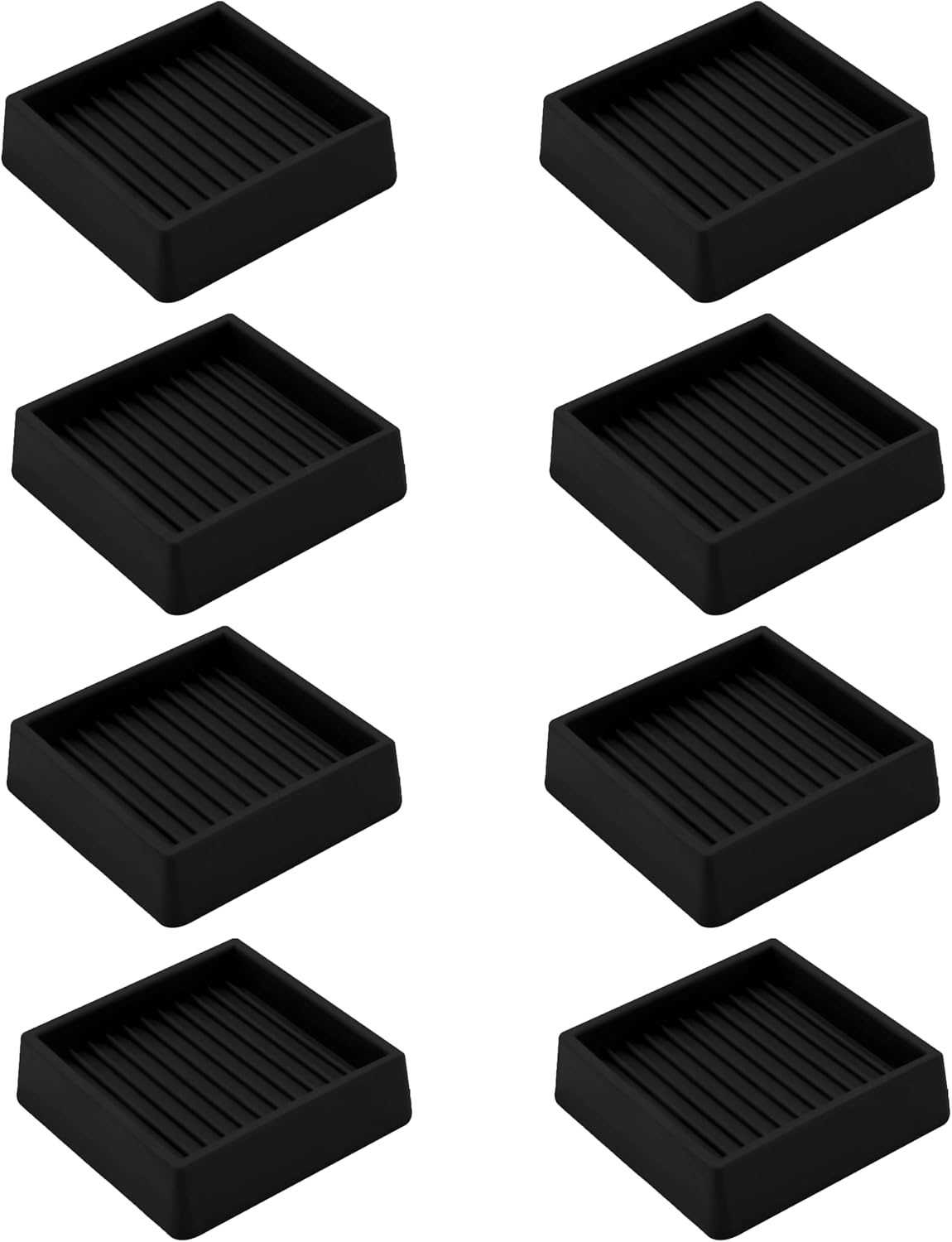 2.5X2.5 Rubber Caster Cups, Non Slip Furniture Pads, Anti-Slip Gripper, Anti Skid Furniture Feet, Anti Slide Floor Protector for Bed Couch Stoppers - 8 Pack Black