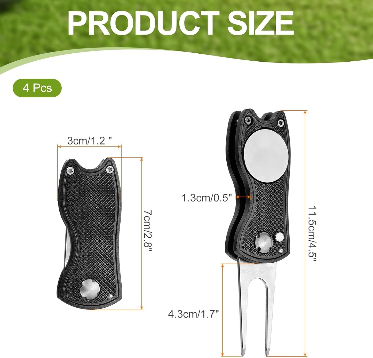 PATIKIL Golf Divot Repair Tool Foldable Metal Golf Green Divot Tool with Magnetic Ball Marker & Stainless Steel Fork