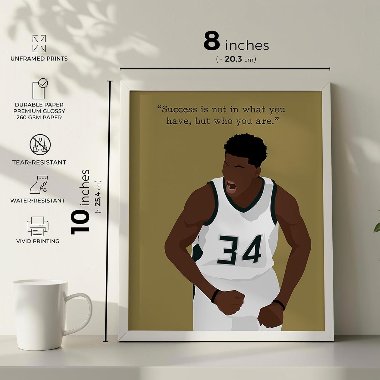 LOLUIS Motivational Basketball Superstar Hand-Drawn Artwork Sport Quote Wall Art Decorations (Unframed 8"x10", Basketball Player 6)