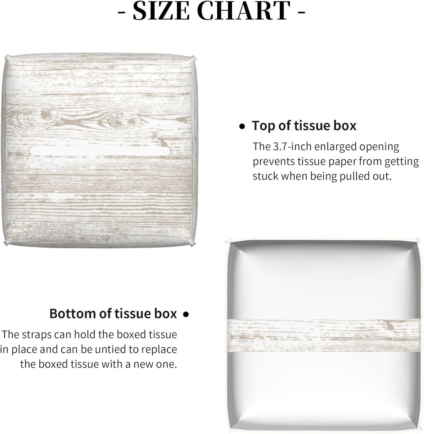 Bless You Tissue Box Cover Square, Wooden Board Texture Tissue Box Holder Waterproof Leather Facial Paper Organizer Dispenser for Bathroom Home Car Nightstand Vanity Desk