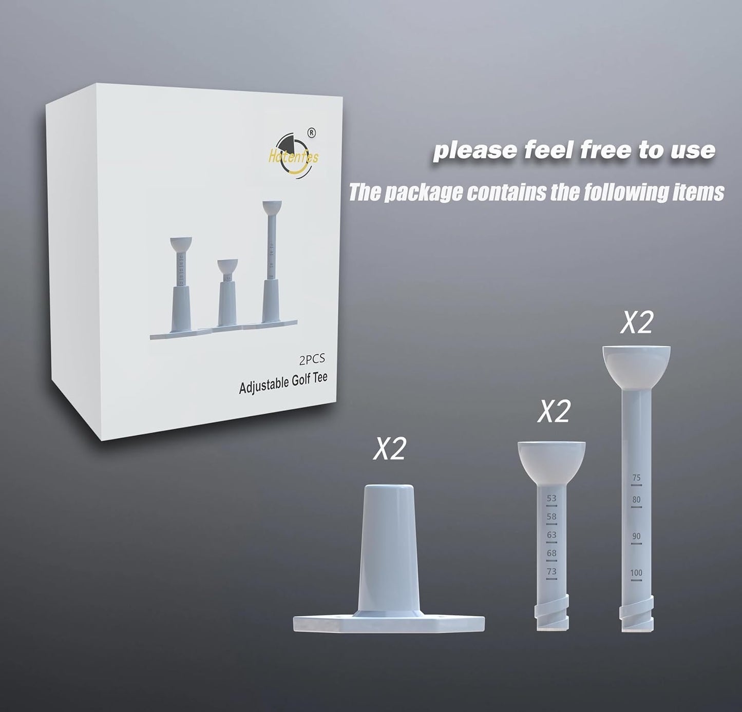 Adjustable Unbreakable Golf Tee，Rubber Golf Tees for Mats，Driving Range Tee，Flight Path Golf Simulator Accessories，3.9 Inch and 2.8 Inch ，Reusable Home Golf Tees （2 Pack Blue+2 high Struts）