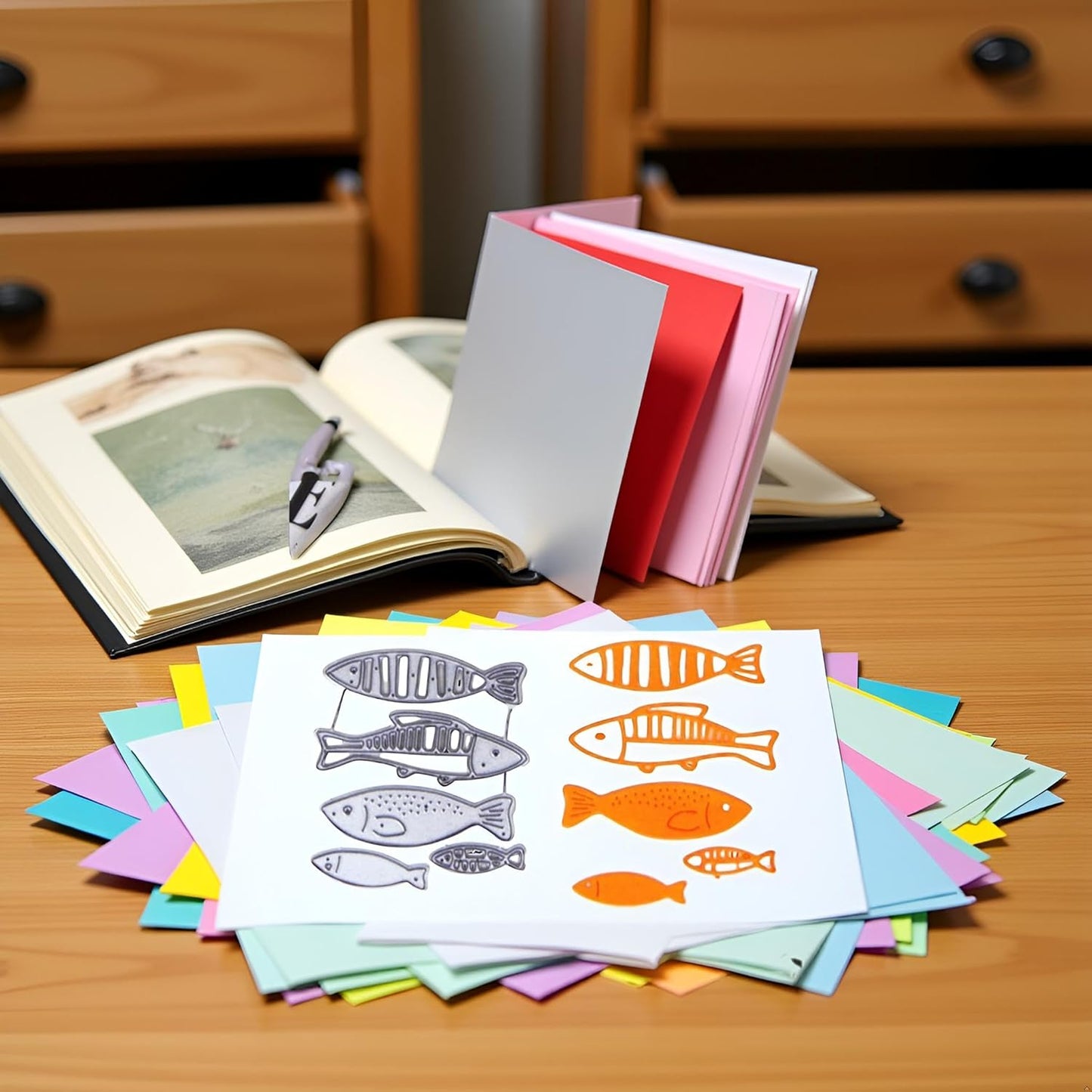 Animal Fish Metal Cutting Dies for Card Making Kit Embossing Paper Die Cuts Scrapbook Machine Stencils Storage Pockets Supplies Die-Cutting and Embossing Card Making Accessories