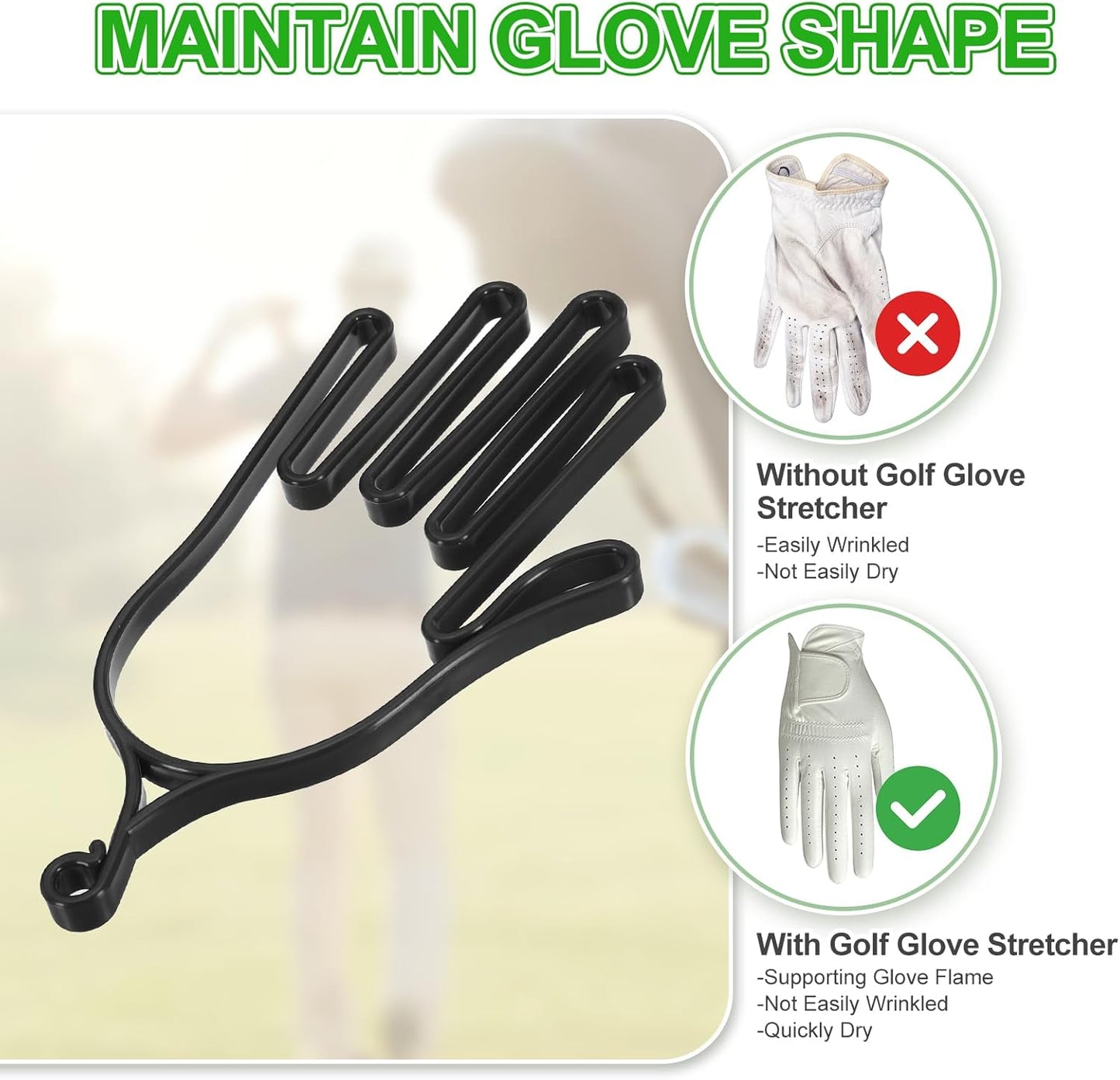 PATIKIL Golf Gloves Stretcher, Plastic Keeper Support Rack Holder Dryer Hanger Frame with Hanging Hook