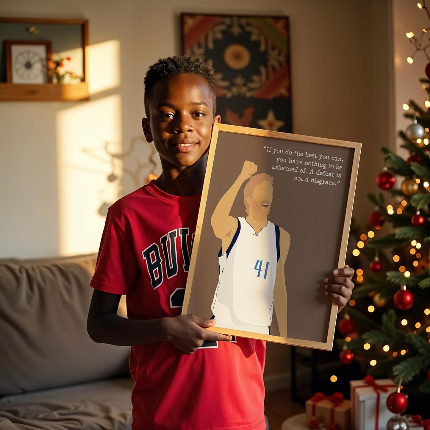 LOLUIS Motivational Basketball Superstar Hand-Drawn Artwork Sport Quote Wall Art Decorations (Unframed 16"x20", Basketball Player 10)