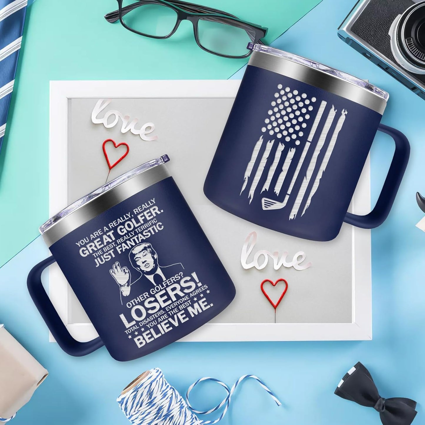 Fufendio Golf Gifts for Men - Best Golf Gift 14oz - Fathers Day Golfs Gifts for Dad Grandpa Brother Men Golfers Him - Christmas Gift