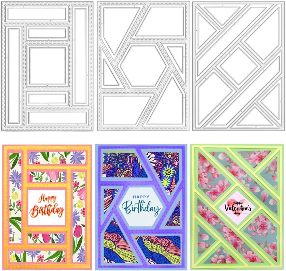 3 PCS Rectangular Die Cuts for Card Making, AFUNTA Frame Scrapbook Metal Cutting Dies Embossing Tools for Card Making Supplies, Paper Album Decor