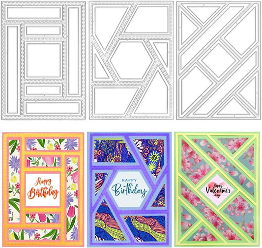 3 PCS Rectangular Die Cuts for Card Making, AFUNTA Frame Scrapbook Metal Cutting Dies Embossing Tools for Card Making Supplies, Paper Album Decor