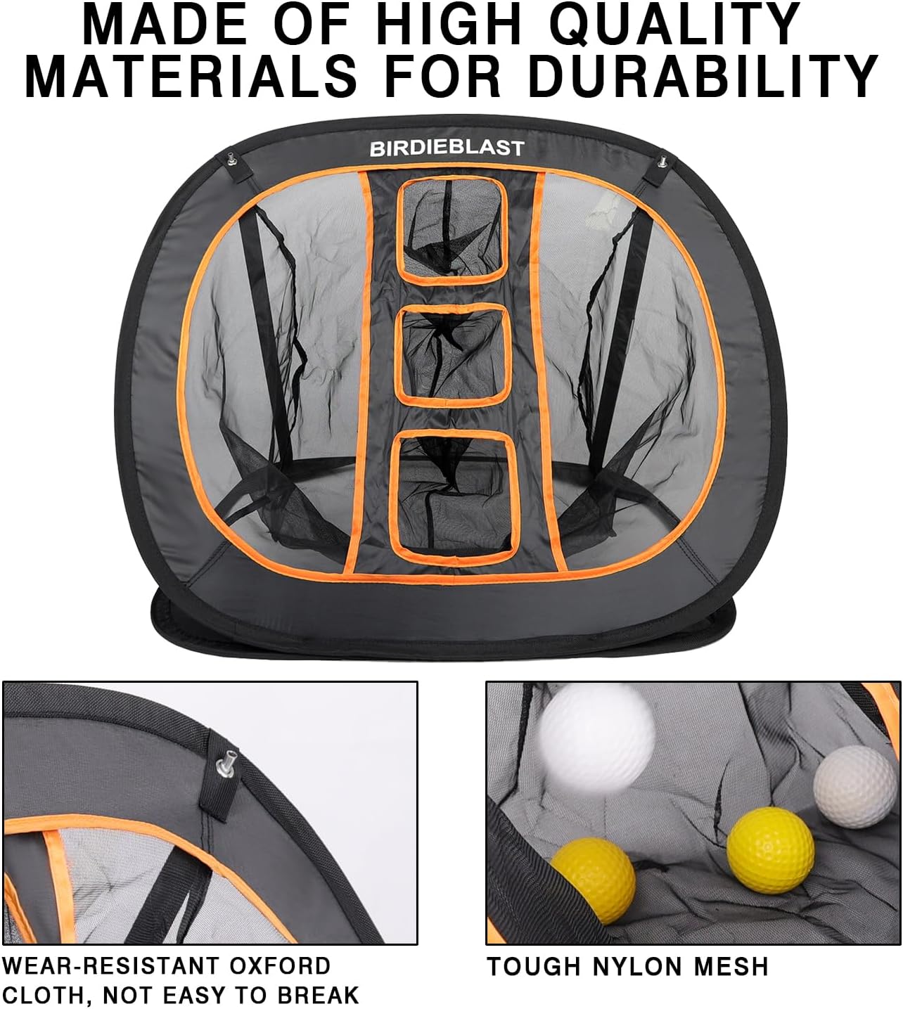 Professinoal Golf Chipping Net with Golf Hitting Mat,12 Practice Foam Balls and 2 Pixing Pins, for Indoor and Outdoor Target Chipping Training