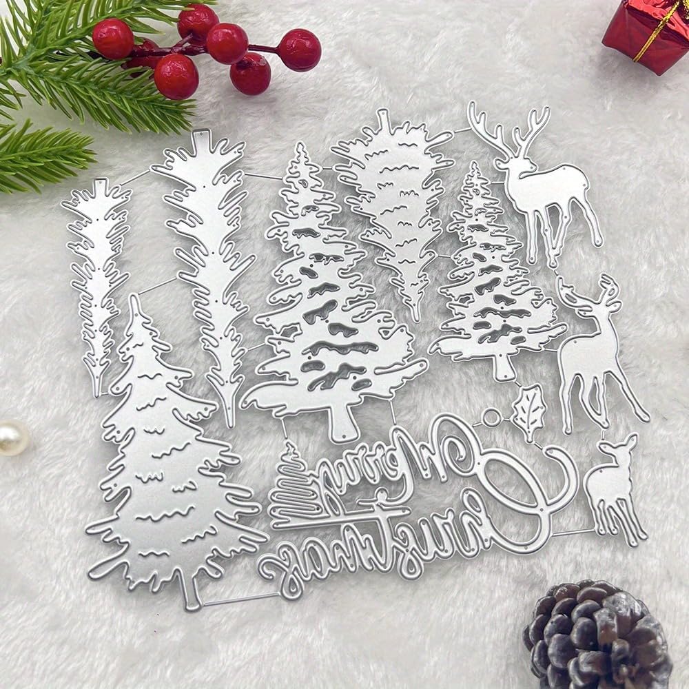 Lapoo Metal Cutting Die for Scrapbooking, 3D Backgrounds Frame New Cutting Dies DIY Album Card Making Decor Paper Metal Die Cuts Party Wedding Decorations (Christmas Numbers and Deer 7.1 x 6.3 in)
