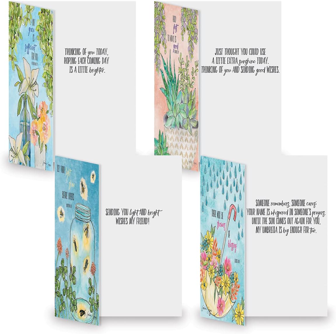 Current Multiple Blessing Religious Thinking of You Friendship Greeting Card Set - Value Pack of 20 Cards With White Envelopes for Friends & Family, 10 Designs, Large 5" x 7" Assortment