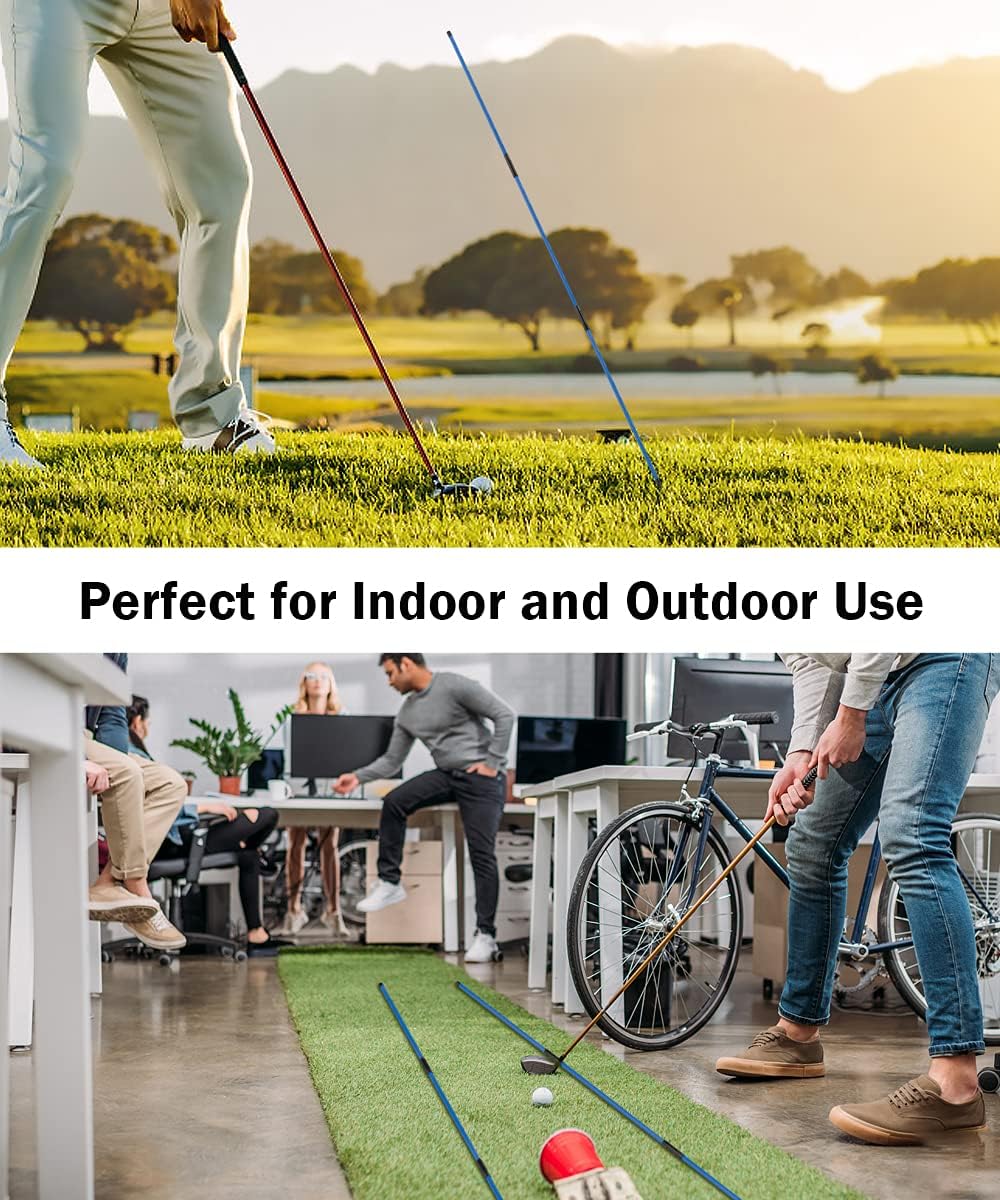 Rhino Valley Golf Alignment Sticks - 48" Collapsible Golf Practice Rods for Aiming, Putting, Full Swing Trainer, Posture Corrector with Clear Tube Case, Golf Training Equipment