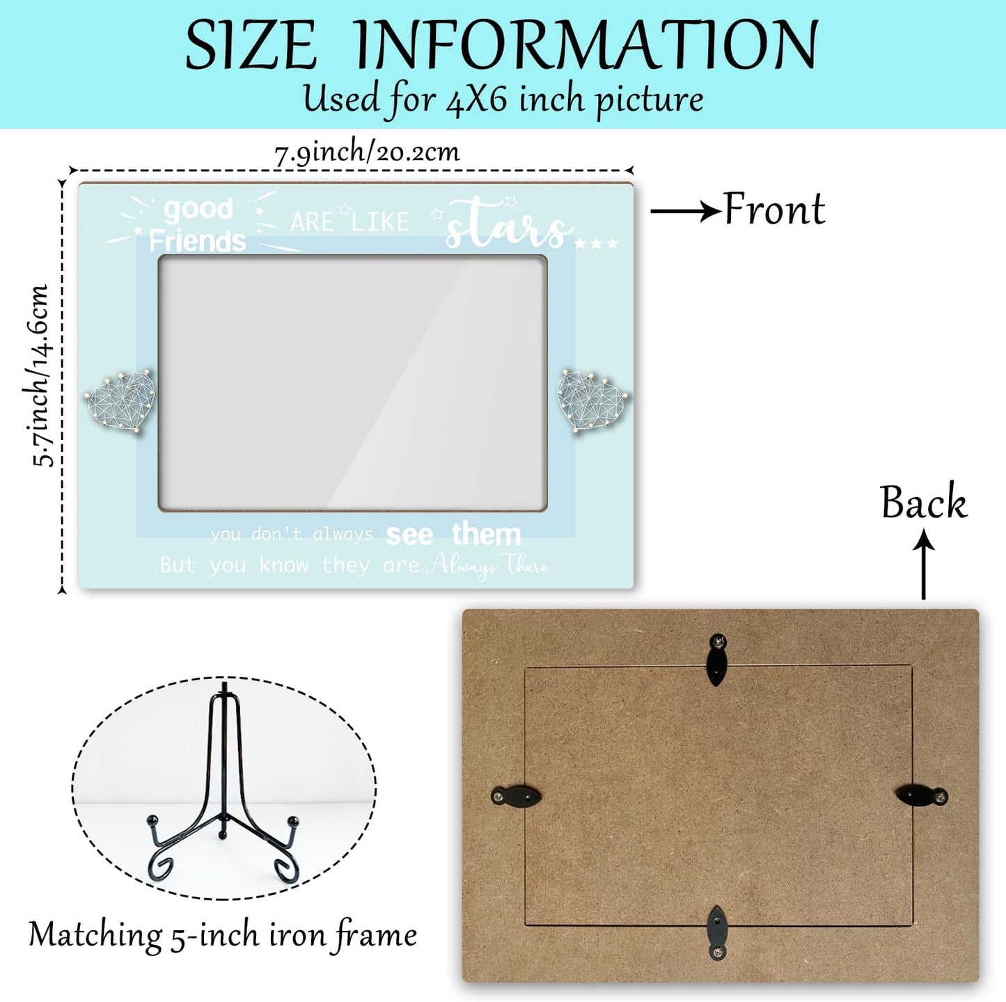 Friends Picture Frame, Wooden Photo Frame with Stand, Friendship Gifts Birthday Gifts for Women Men Sister Bestie Friend, Home Office Desk Decor Photo Frame Tabletop Display -xk26