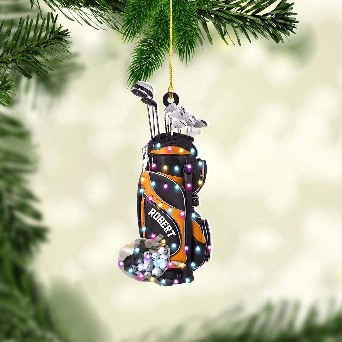 Personalized Golf Ornaments for Christmas Tree 2025 Custom Golf Christmas Ornament Golfing Bag Ornament Sports Golf Cart Ornaments Gift for Golfer Bag Golfing Lovers Hanging Decoration (G8)