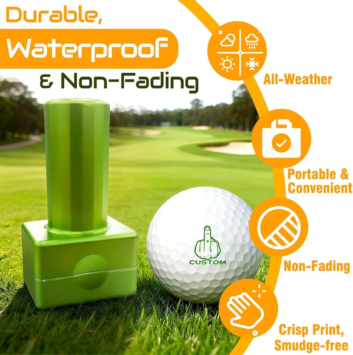 ONFAON Custom Golf Ball Stamp, Personalized Name Golf Ball Marker Stamp with Monogram Logo, Reusable Inking Customized Golf Stamper Accessories Gifts for Golfers