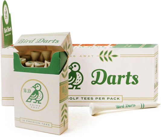 Premium Bamboo Wood Golf Tees, 18/72/180 Units (Packs of 18), 2 ¾ Golf Tees in Cigarette-Style Packaging, Durable, Biodegradable, Golf Tees Wood for Stylish Golfers