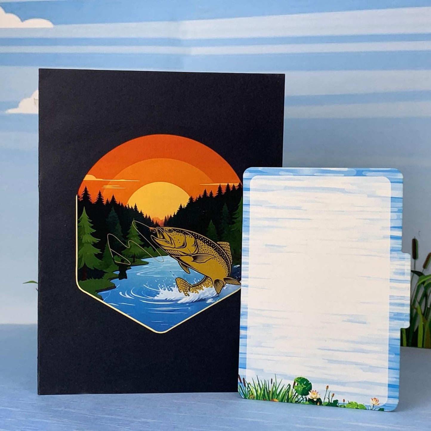Pop Up Greeting Card, Fishing Gift, Bass Fishing, Gift and Present for Father's Day, Fisher Men Idea, Birthday, Outdoor, Thank You, Sport, Holiday, Camping, Summer