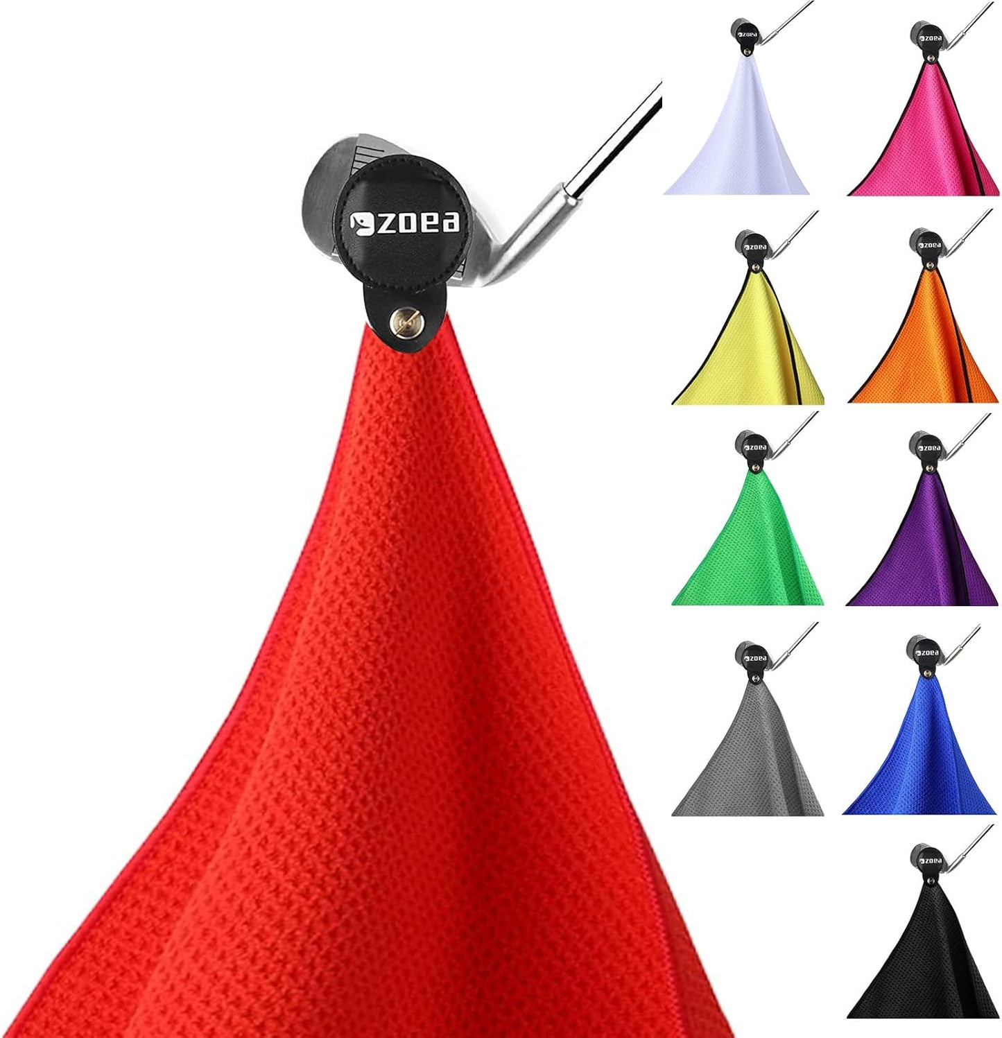 ZOEA Magnetic Towel, Magnetic Clip for Golf Towel, Microfiber Fabric Waffle Pattern Towels Industrial Strength Magnet for Strong Hold to Golf Carts or Clubs (1, Red)