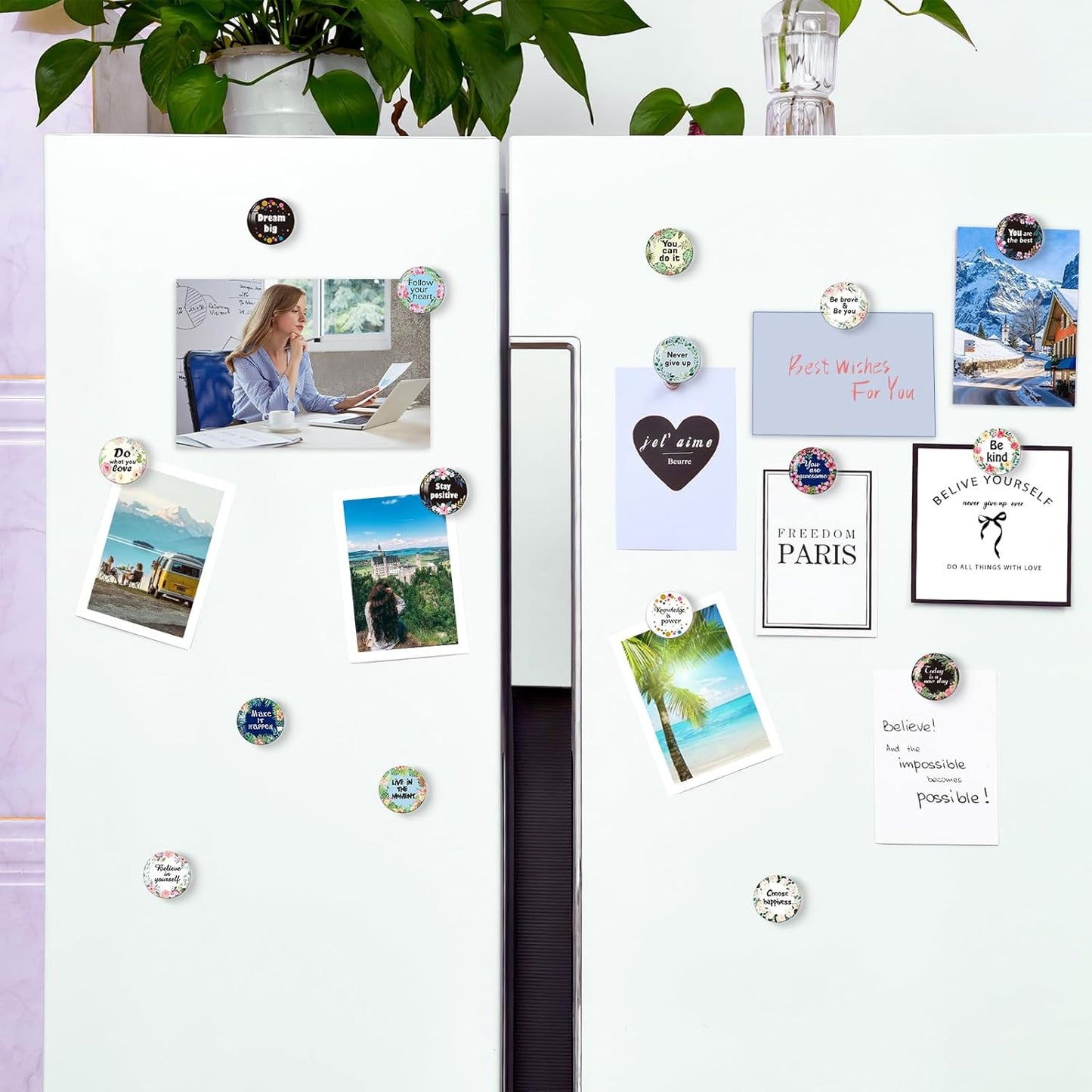 MORCART 16PCS Inspirational Magnets for Fridge Refrigerator Motivational Quote Magnets Decorative for Locker Whiteboard Cabinet Office Kitchen Blackboard