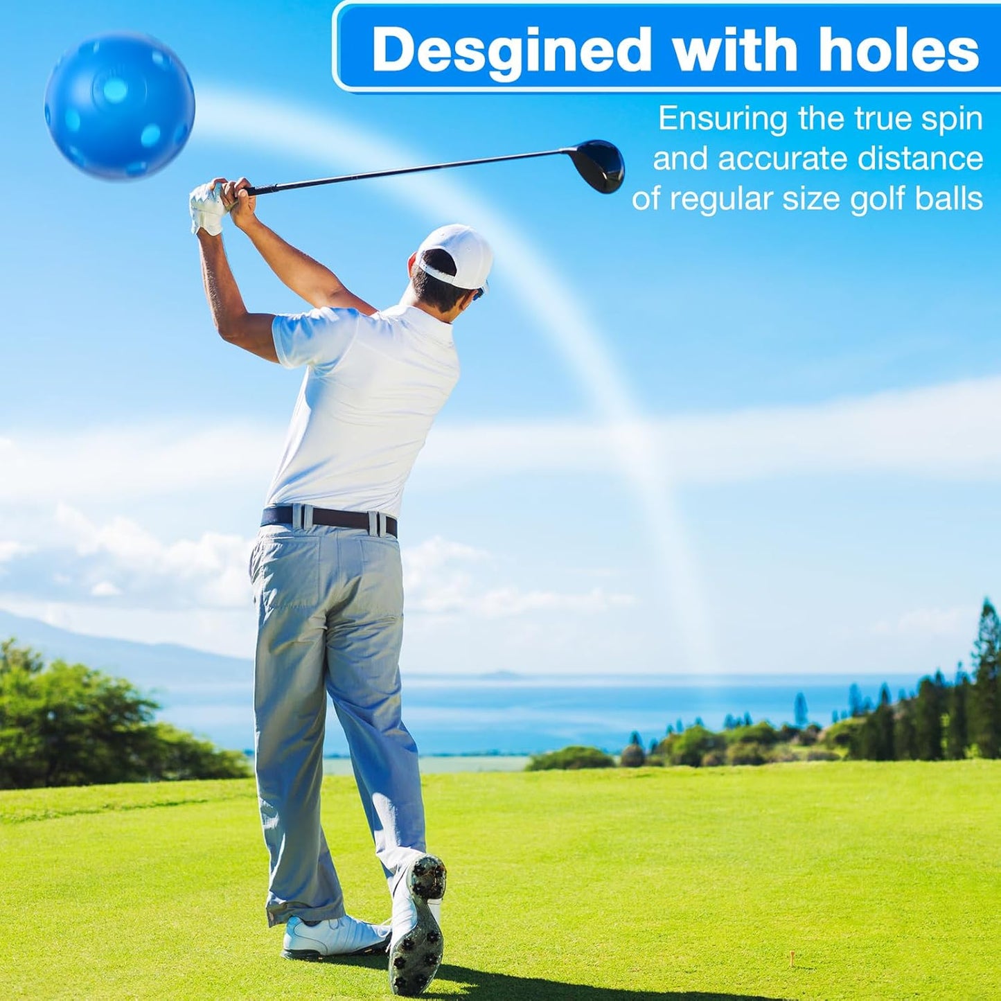 80 Pack Practice Golf Balls Limited Flight 42 mm Golf Training Airflow Hollow Plastic Ball for Women Men Indoor Outdoor Driving Range Swing Practice Home