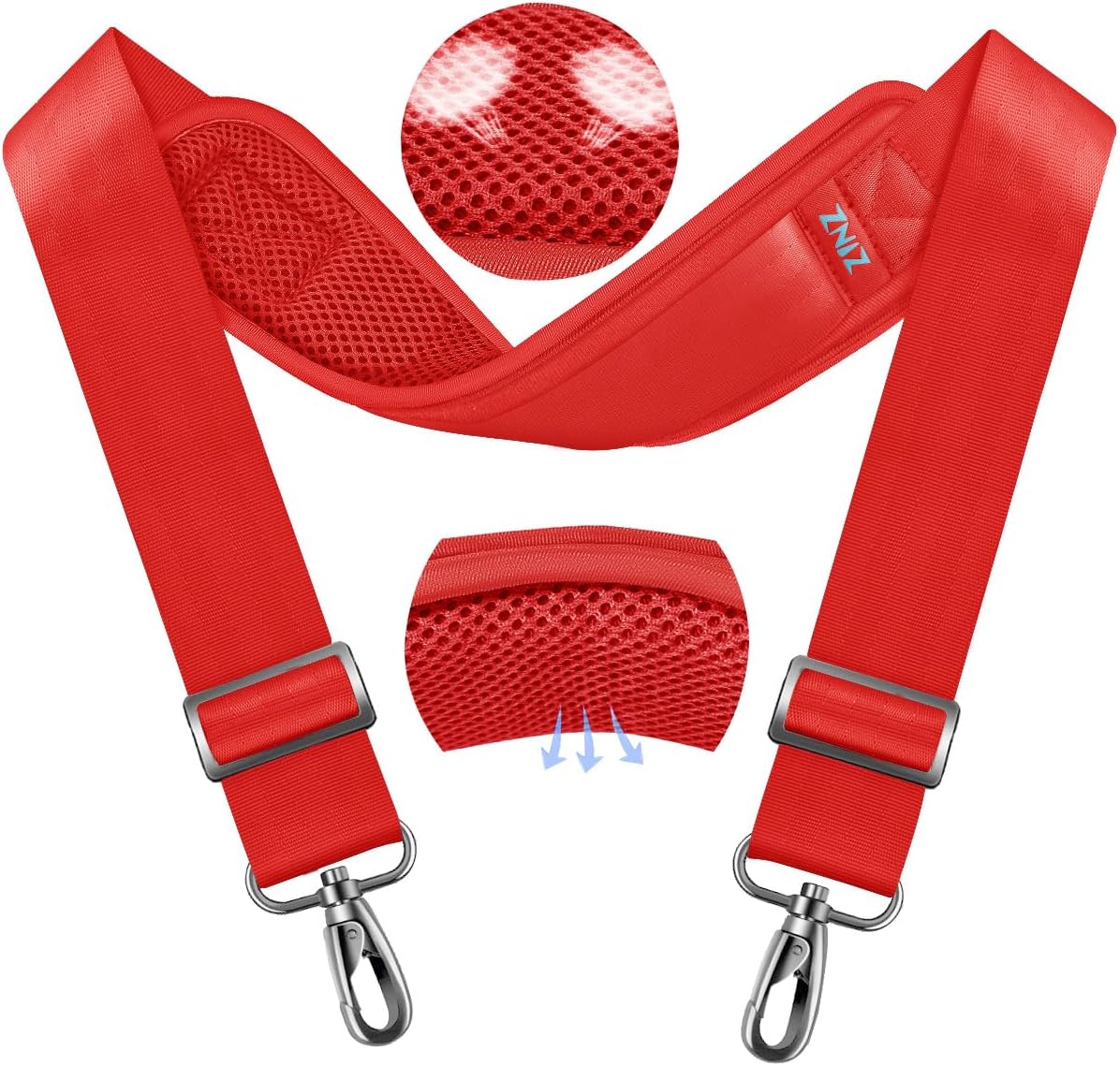 ZINZ 79.5" Universal Strap with Ultra-Thick Fixed Breathable Pad - Adjustable Heavy-Duty Shoulder Strap for Laptop, Crossbody, Luggage, Gym, Camera Bag and More - R01E01