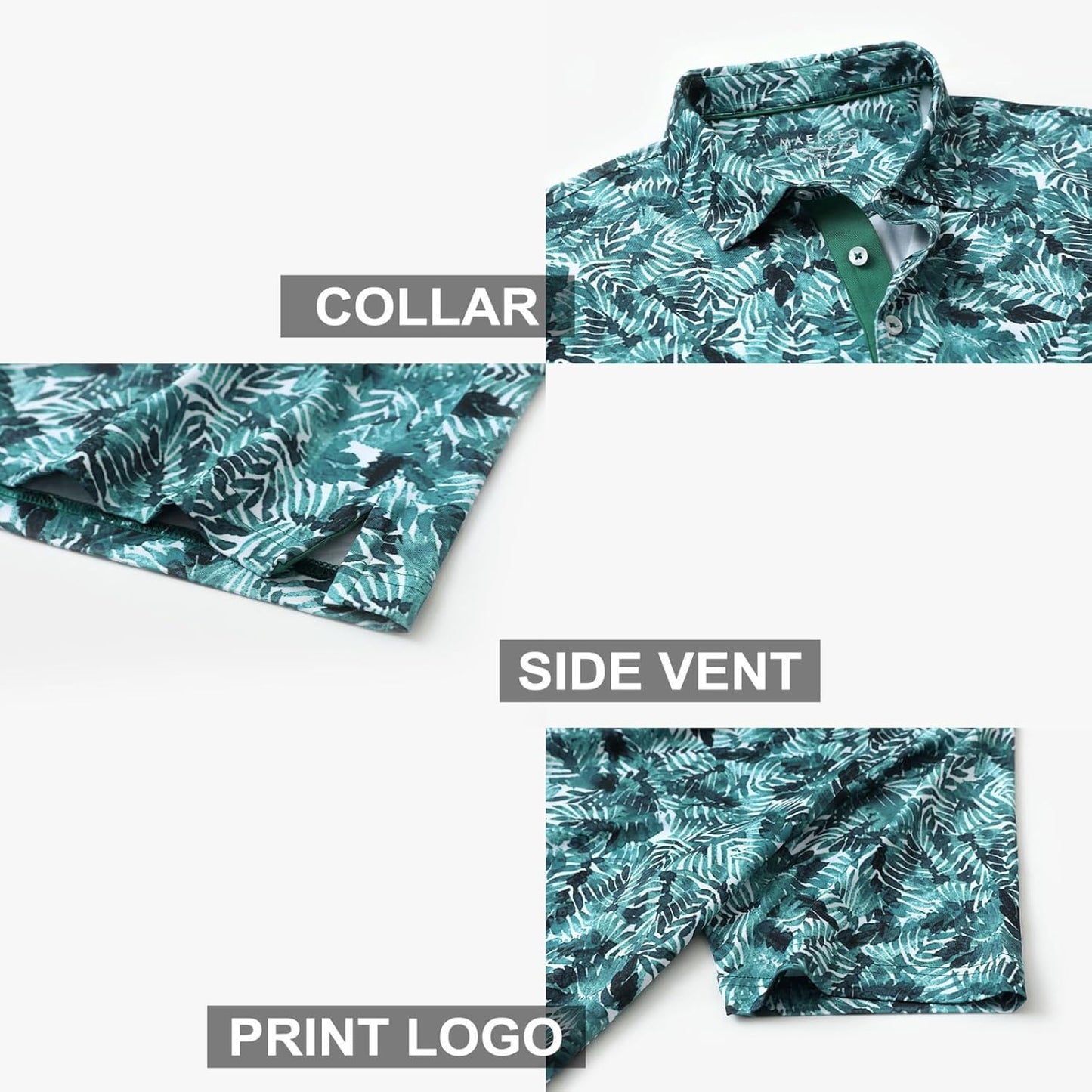 Golf Shirts for Men Dry Fit Short Sleeve Print Performance Moisture Wicking Polo Shirt