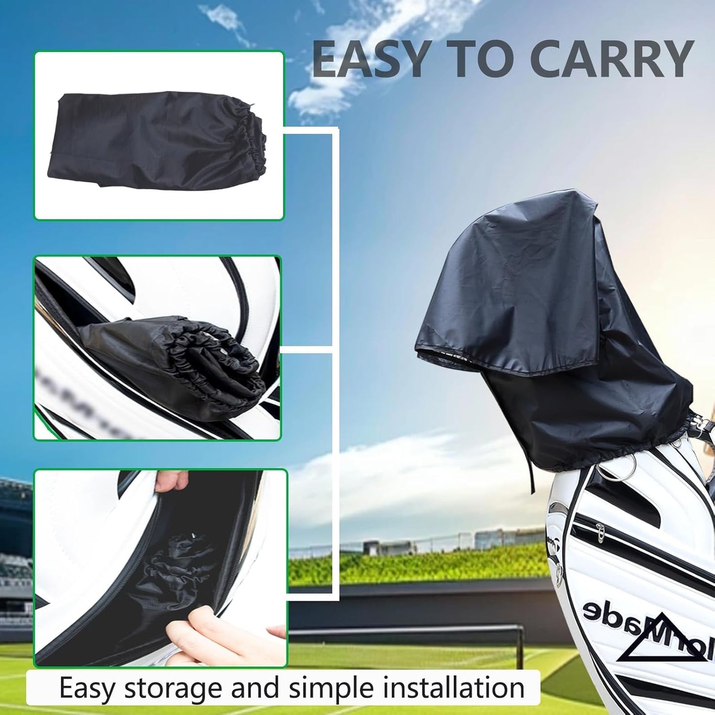 Upgrade Golf Bag Rain Hood Waterproof Golf Bag Rain Cover for Golf Club Bags Fit Almost All Golfbags or Carry Cart
