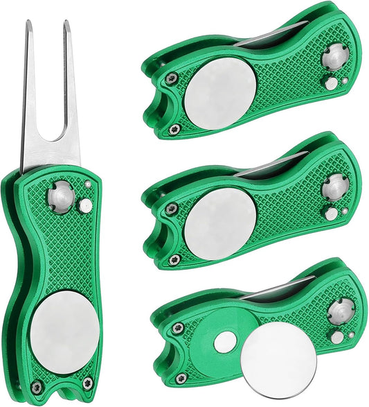 PATIKIL Golf Divot Repair Tool Foldable Metal Golf Green Divot Tool with Magnetic Ball Marker & Stainless Steel Fork
