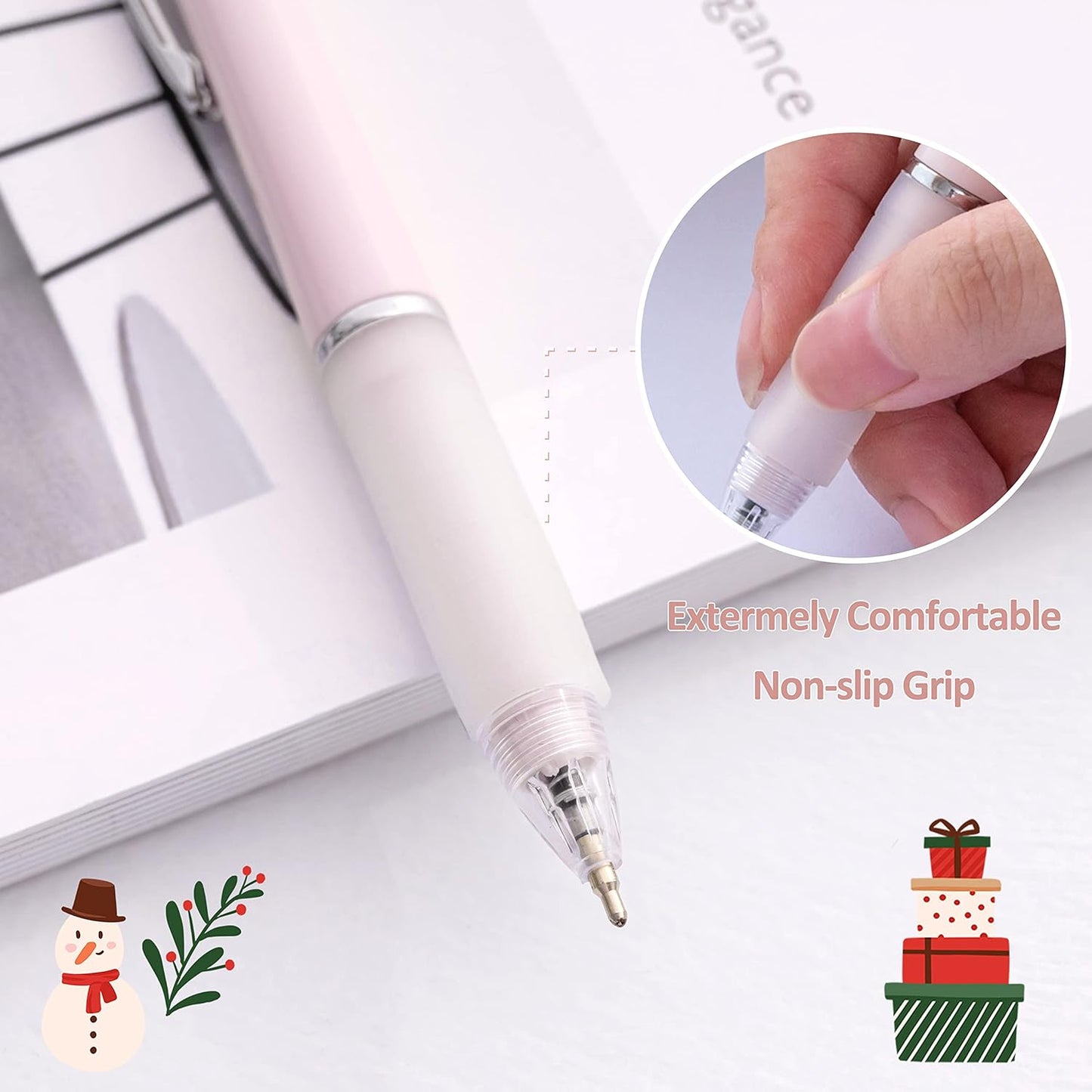 Ball Point Pen Black Ink Ballpoint Pens with Super Soft Grip Medium Point 1.0mm Office Pens (12 pack)