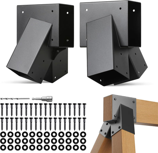 Hulave 2pcs A-Frame Swing Set Brackets, 201 Stainless Steel Swing Bracket Kit with Mounting Accessories(Black)