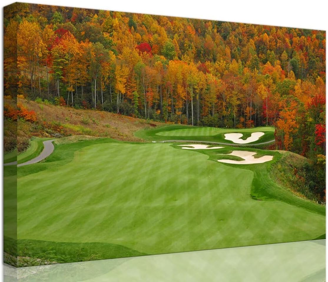 Sequoyah North Carolina Mountains Golf Course Wall Art for Living Room Bedroom Bathroom Home Decorations North Carolina Golf Course Picture Poster Canvas Prints Framed Ready to Hang(12''H x 16''W)