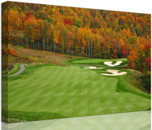 Sequoyah North Carolina Mountains Golf Course Wall Art for Living Room Bedroom Bathroom Home Decorations North Carolina Golf Course Picture Poster Canvas Prints Framed Ready to Hang(12''H x 16''W)