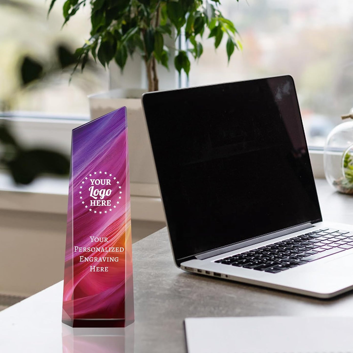 Personalized Crystal Trophy Award - Award for Employees- Plaques Custom Engraved- Coworker Gift,Employee Appreciation Gift,Ideal for Business Events and Occasions (Custom Logo/Engraved)