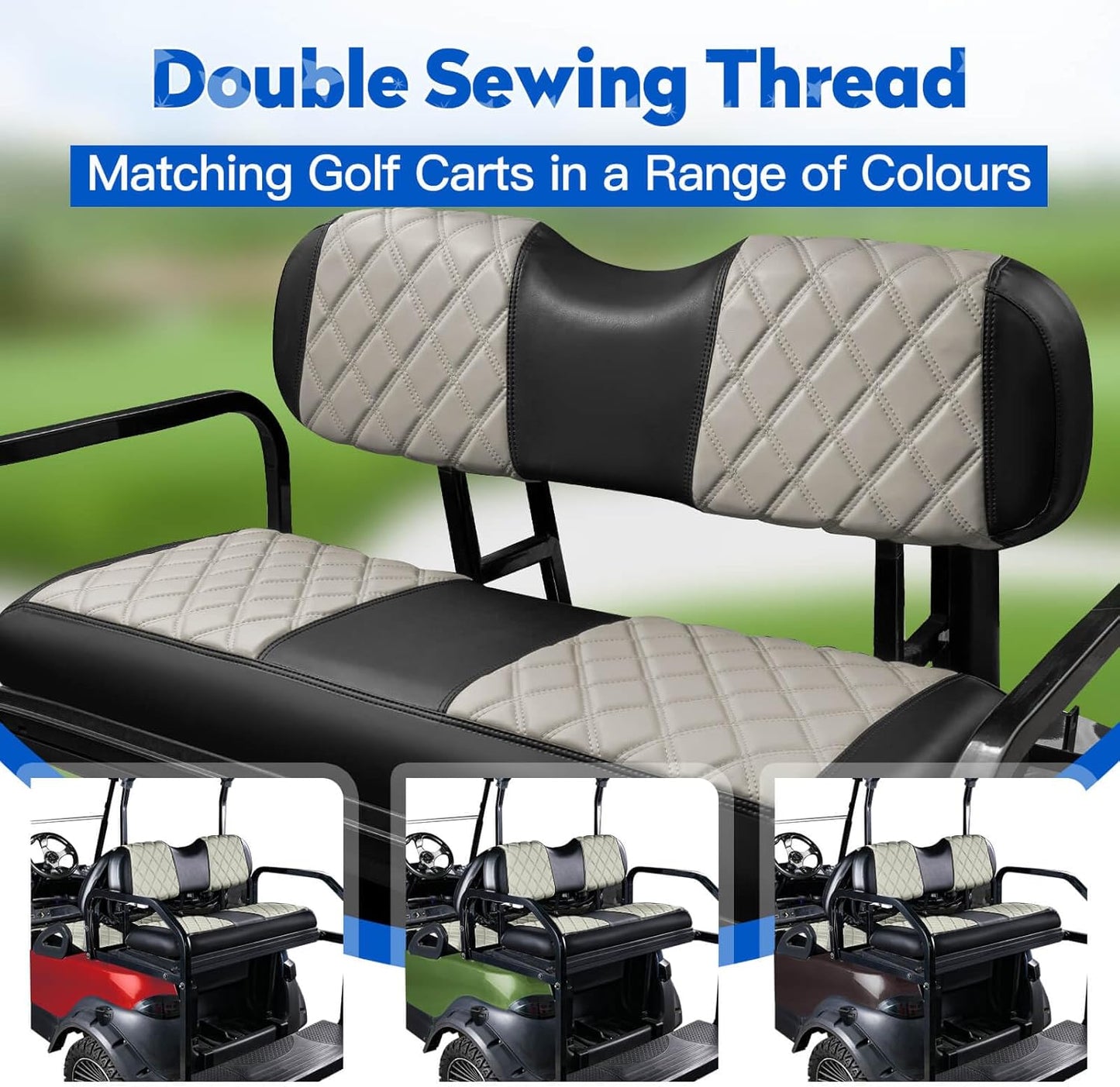 NOKINS Golf Cart Seat Covers Fit Club Car Precedent/DS/EZGO RXV/TXT/Yamaha Drive Aftermarket Standard Rear Seat Cushion, No Stapler, Multiple Colors&Breathable (Oyster Gray&Black)