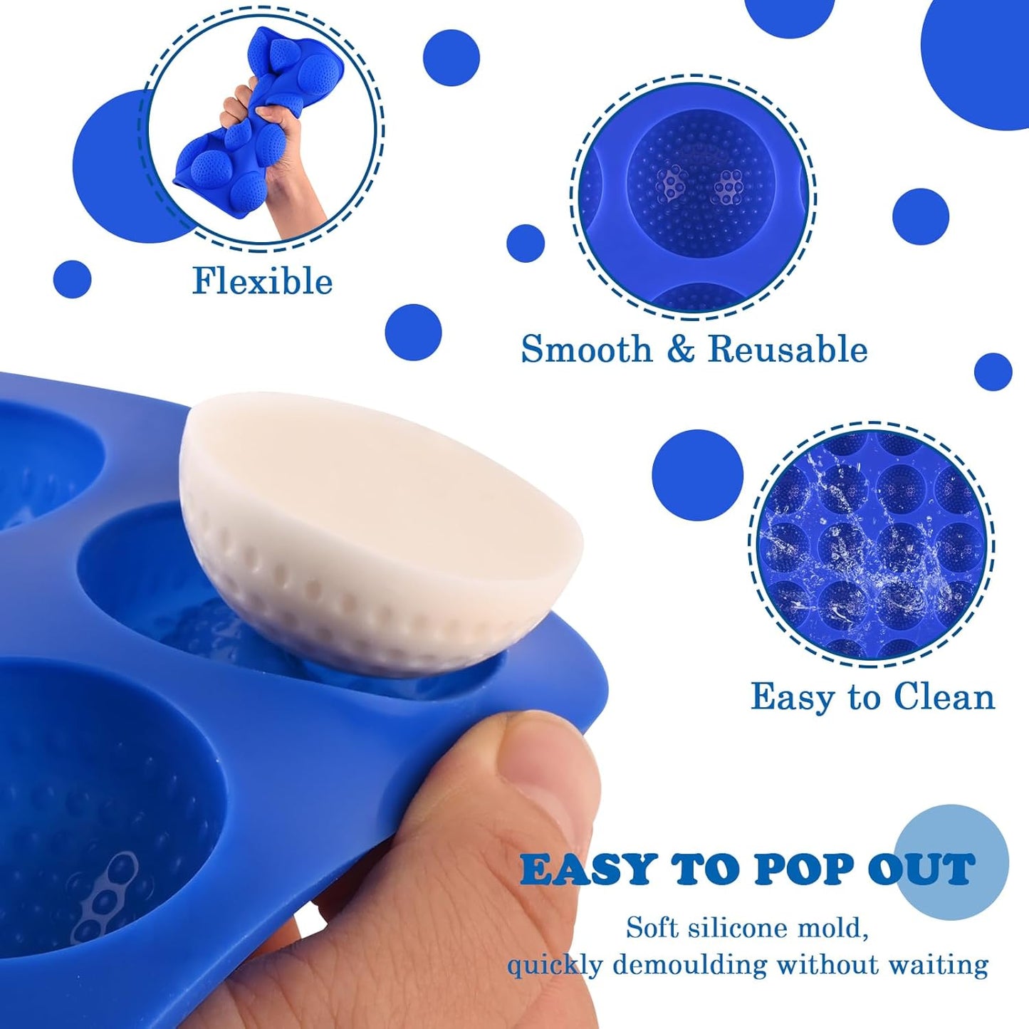 2 Pack Golf Ball Mold, Silicone Golf Ball Cake Pop Mold, 20-Cavity 3D Sphere Mold for Chocolate,Cake Pops, Ice Cubes, Bath bombs