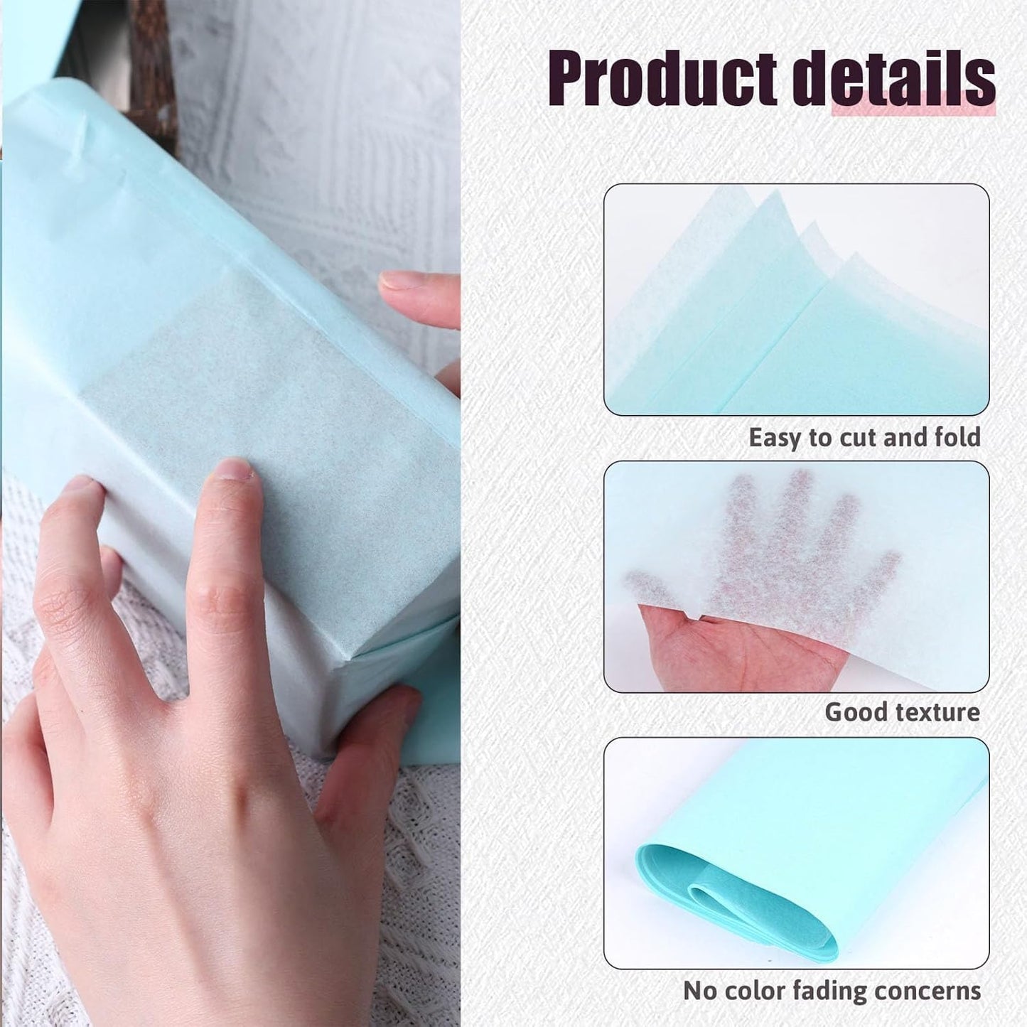Shindel 120 Sheets Blue Tissue Paper, 20x14 Inch Light Blue Tissue Paper for Gift Bags Christmas Birthday Wedding Baby Shower Party Decorations DIY Craft Supplies