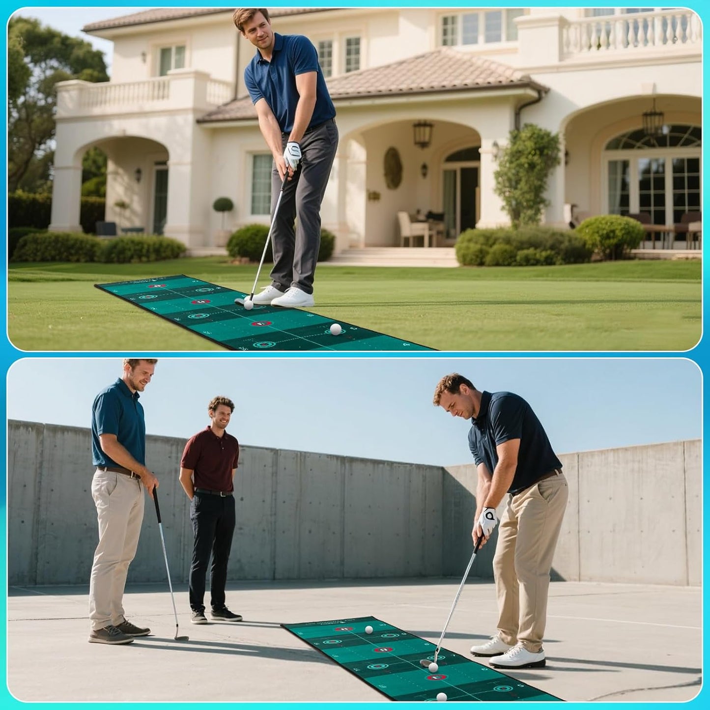 Golf Putting Mat Putting Green Indoor Outdoor Training Aid with Putting Cup Putting Mirror Practice Putting Matt for Backyard Home Office