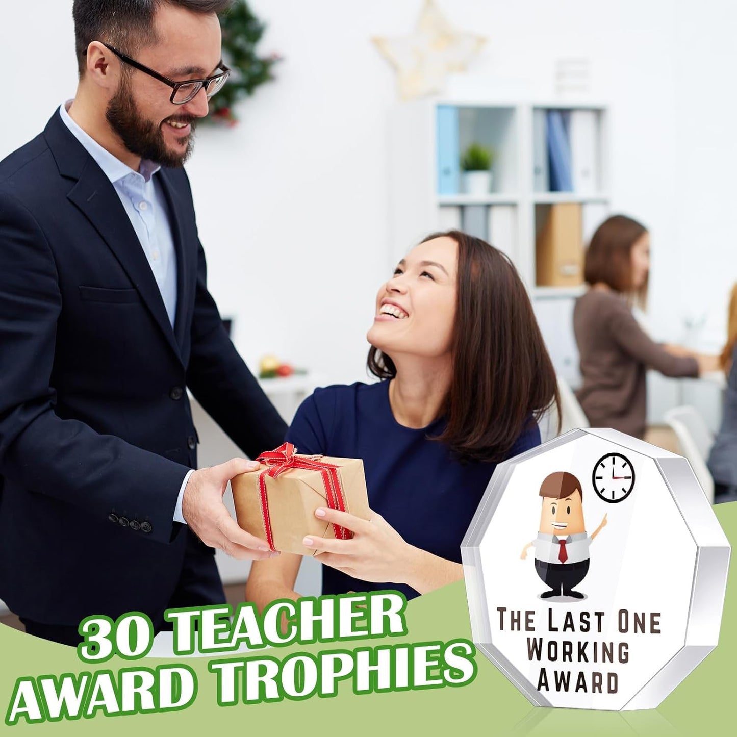 30 Pcs Funny Trophy Awards Gifts Bulk Christmas Small Clear Acrylic Team Reward Medallions for Employee Staff Appreciation Coworker Teacher Nurse Office