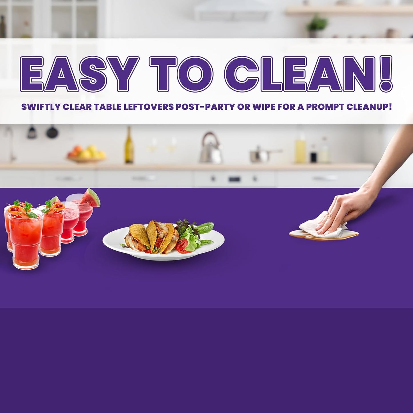 Grandipity 12 Pack Premium Disposable Plastic Tablecloth 54 Inch. x 108 Inch. Decorative Rectangle Table Cover - Purple