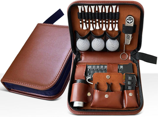 Golf Gift Set - Complete Golfing Accessories for Men & Women, Dad, with 3 Golf Balls, Bag Case, Rangefinder, Tees, Brush, Divot Knife, Scorer & Ball Clamp, Essentials Golf Accessories, Best Golf Gifts