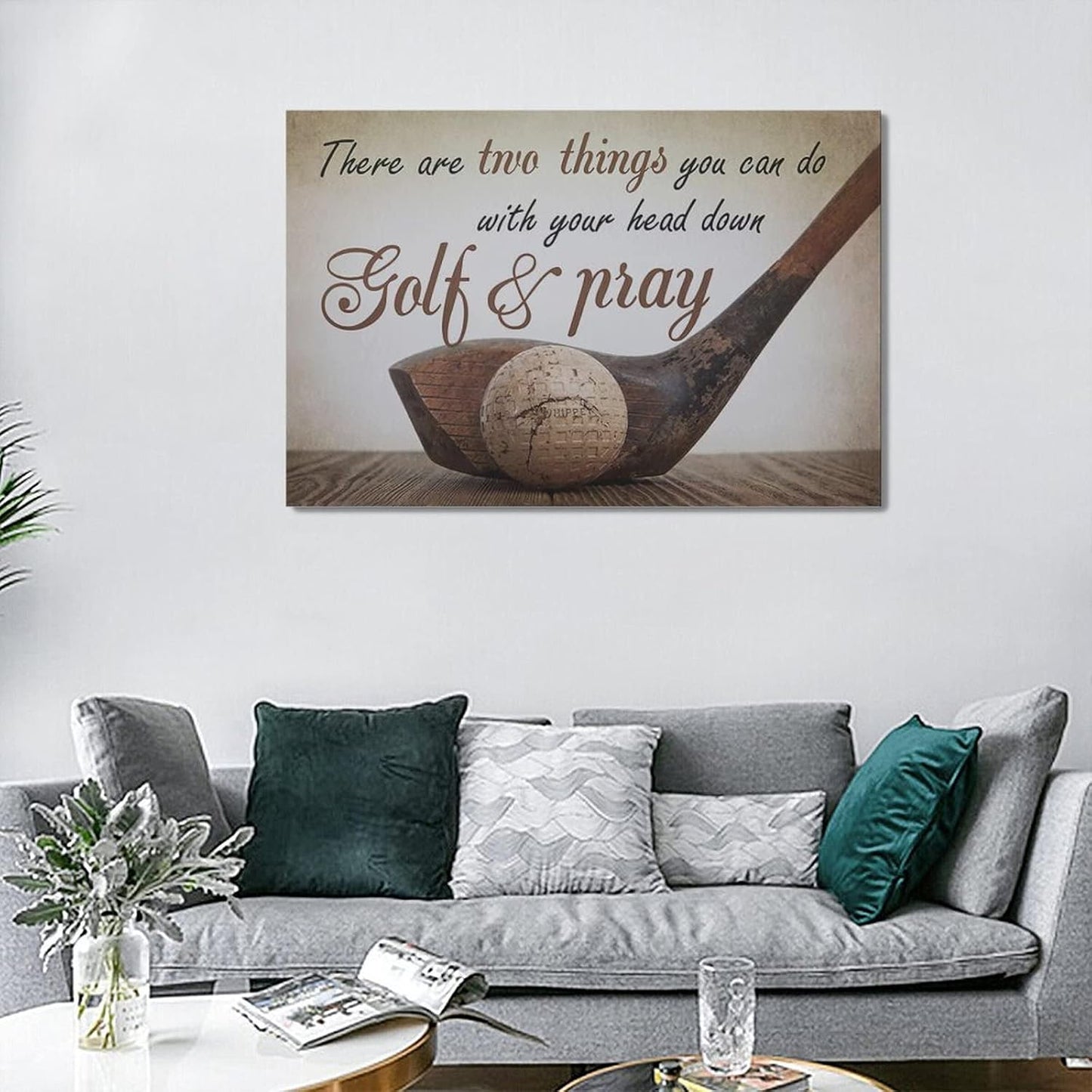 Golf Wall Art Sports Golf Pictures Wall Decor Motivational Quotes Canvas Painting Artwork Modern Home Decorations Framed for Bedroom Office Living Room 16"x24"