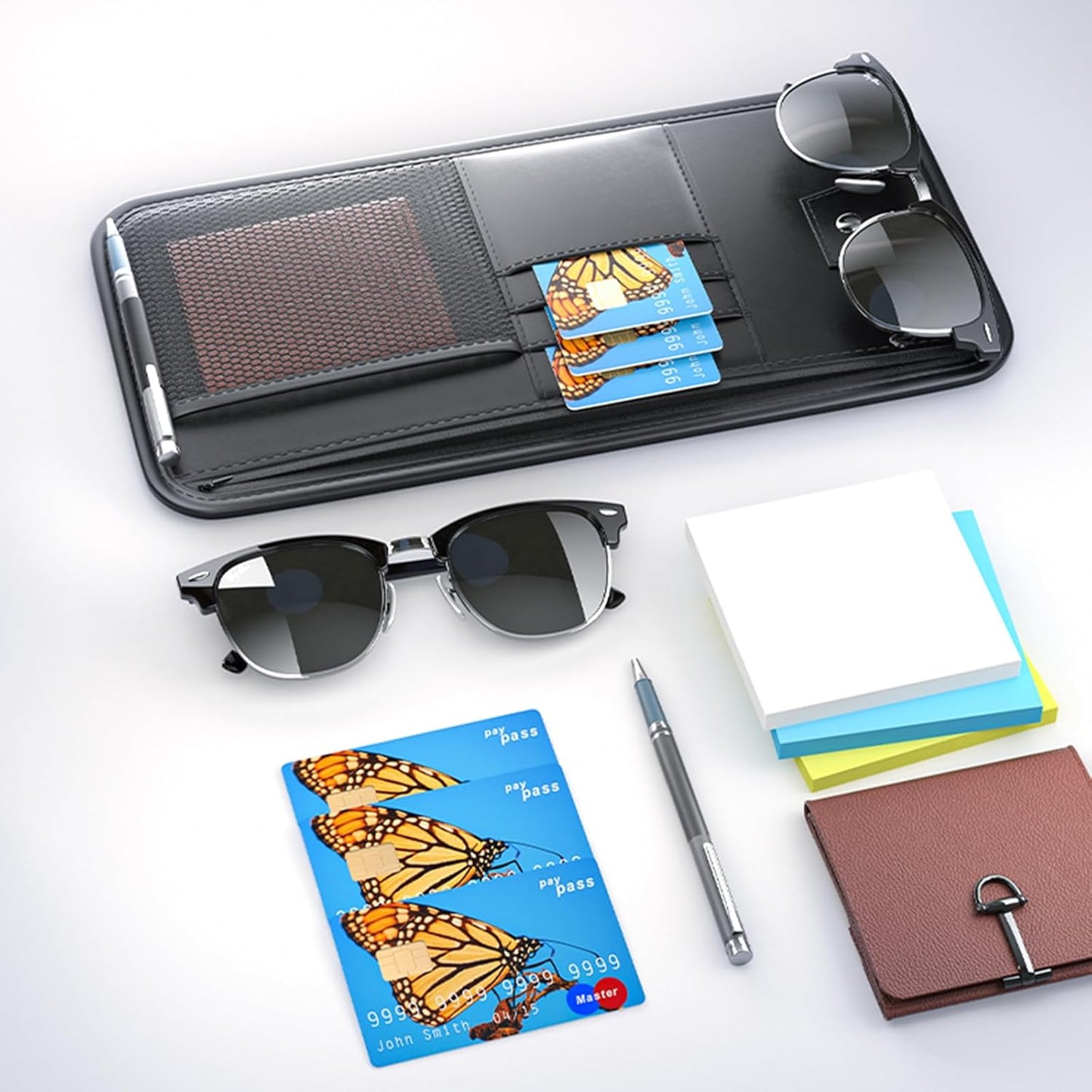 Large Sun Visor Organizer Holder - Car/Truck, Document Holder for Car Registration, License, Insurance Info, Pen, Key