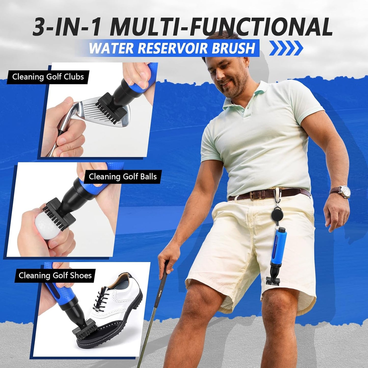 Golf Club Cleaning Kit with Golf Club Cleaner with Water Golf Towel Divot Repair Tool Groove Sharpener Golf Ball Alignment Kit Complete Golf Cleaning Kit Golf Accessories for Women Men