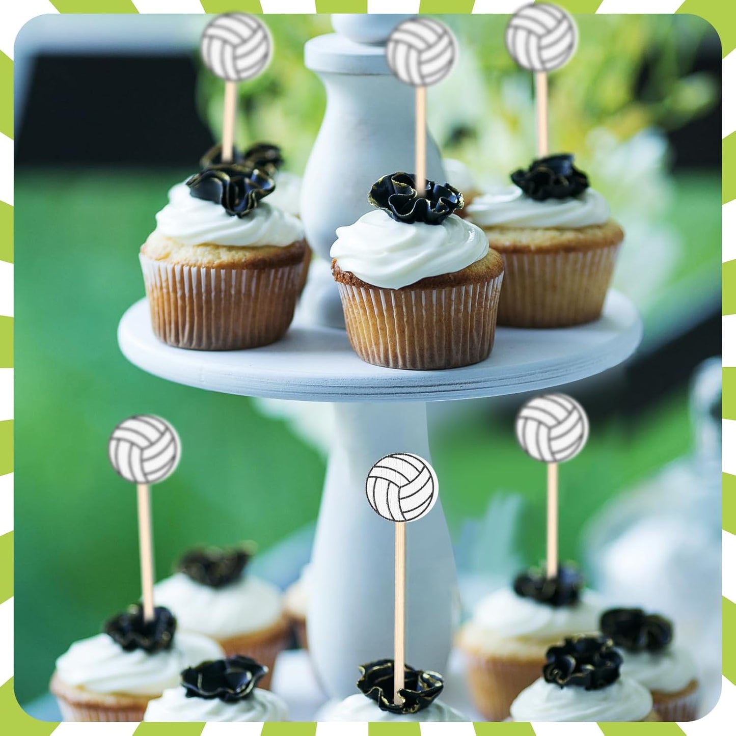200 Pcs Volleyball Cocktail Picks 4.7" Toothpicks for Appetizer Drink Stirrer Birthday Party Decoration Cupcake Sandwich Fruit Skewer Bamboo Sticks Club Catering Event Buffet Holiday Party